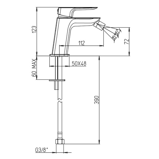Смеситель для биде PAINI Nove 09CR304 без донного клапана, хром (CR) Смеситель для биде PAINI Nove 09CR304 без донного клапана, хром (CR)