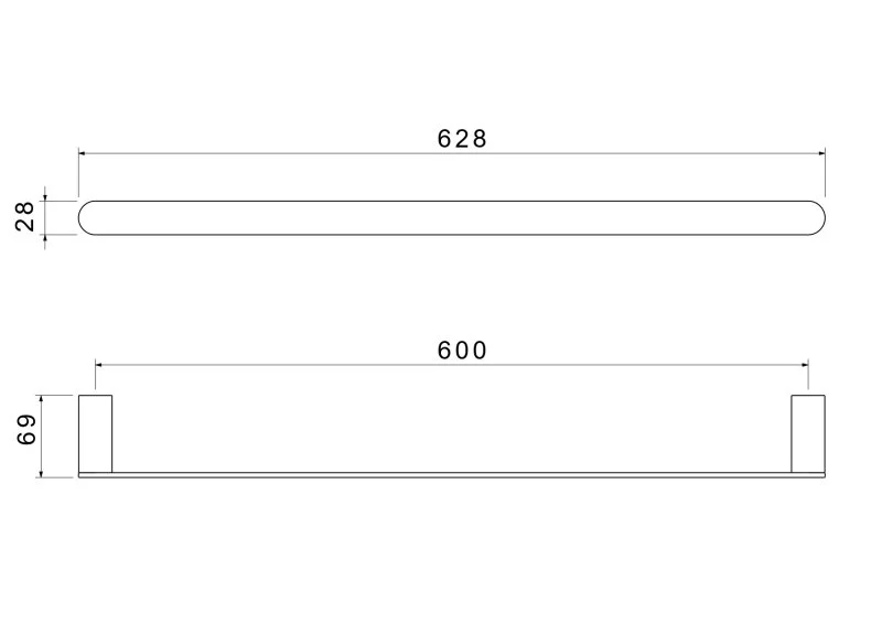 Полотенцедержатель 600 мм AQUATEK, матовый черный AQ4414MB ЛИРА