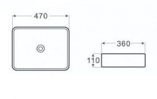 Раковина накладная прямоугольная 470x360x110 мм QTRO47 Nofer 23509 белый