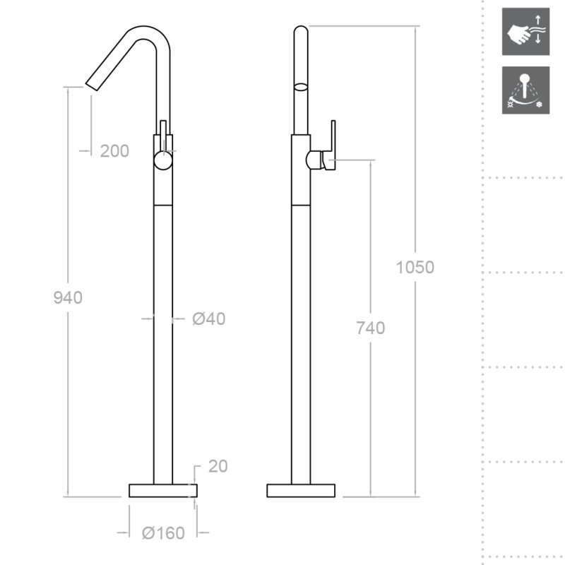 Напольный однорычажный смеситель для раковины DRAKO 337602S