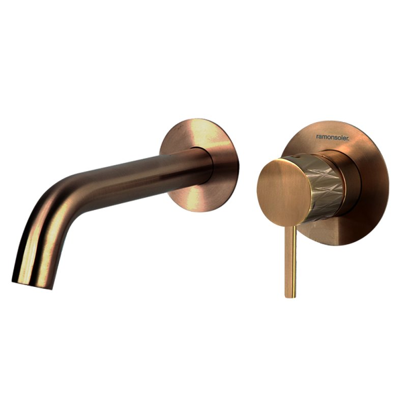 Встраиваемый однорычажный смеситель для раковины на раздельных пластинах 190 мм ODISEA JOYA 592101CUC медь