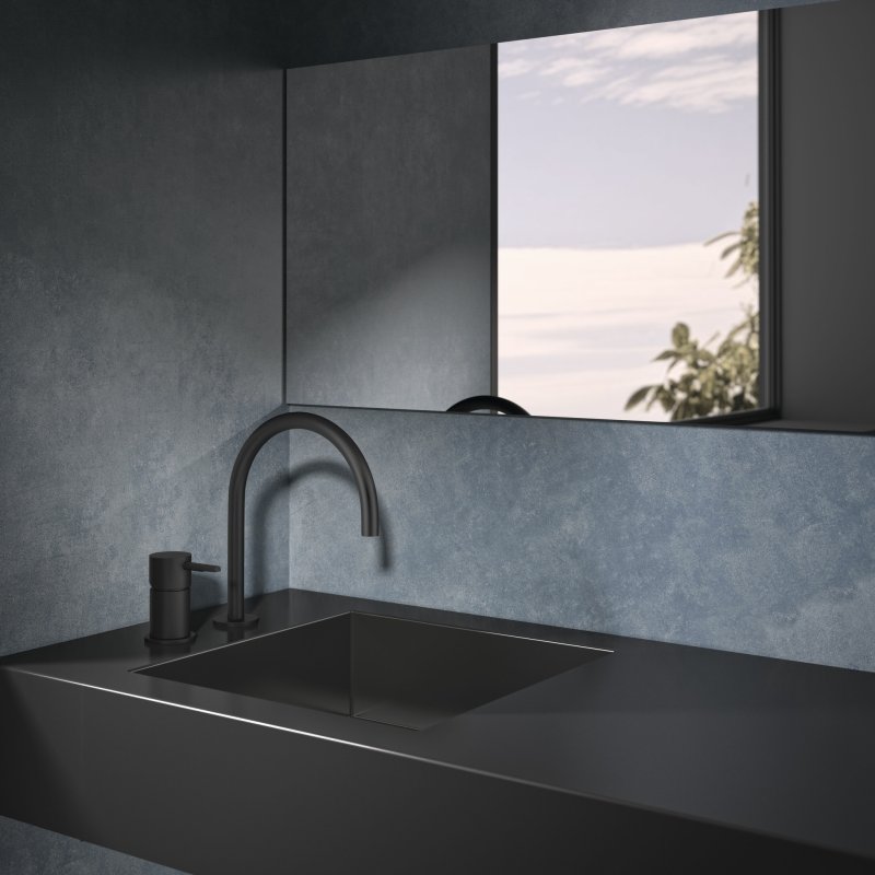 Встраиваемый в столешницу смеситель для для раковины на два отверстия ADAGIO 914002NM чёрный