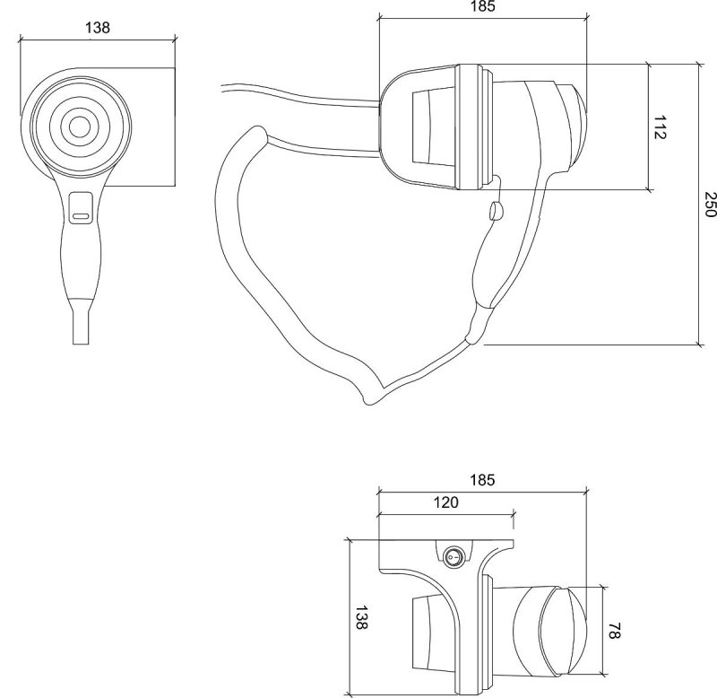 Фен HOTELline настенный белый 1800-2200 W, Nofer 02011.W