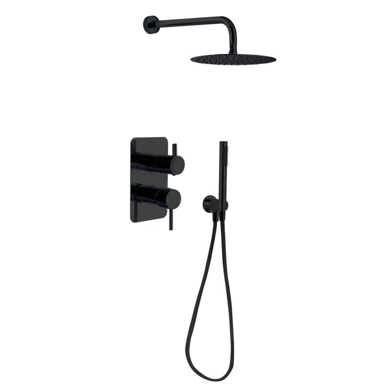 Встраиваемая душевая система с тропическим душем и душевым комплектом ODISEA K391512NM Черный