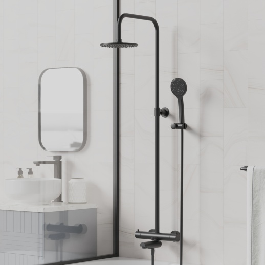 Душевая система PAINI COX 78YO687TH1KM с термостатом и изливом, черный (YO) Душевая система PAINI COX 78YO687TH1KM с термостатом и изливом, черный (YO)