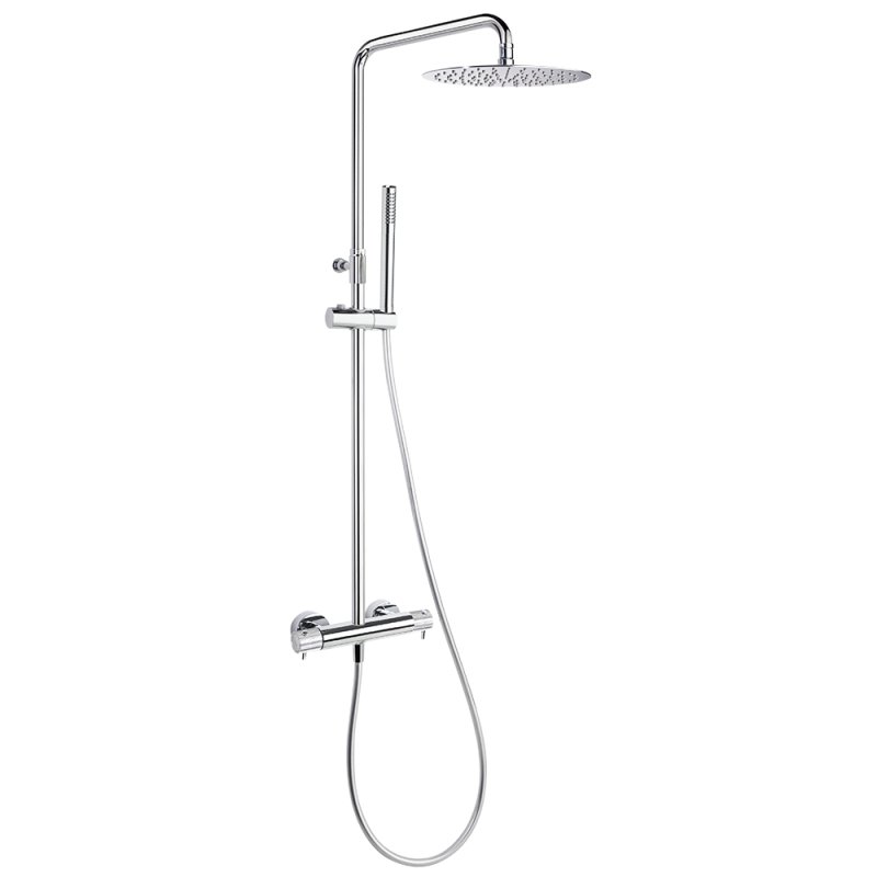 Душевая термостатическая система наружнего монтажа с телескопическим тропическим душем и душевым комплектом ODISEA JOYA 595401RM300CUC медь