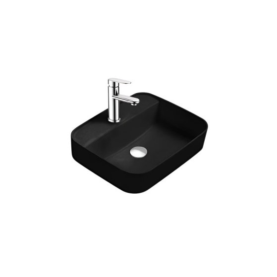 Раковина накладная для установки на столешницу AQUATEK ВЕГА  AQ5506-MB 500*395*140, с отверстием под смеситель, матовый черный