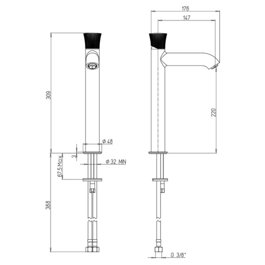 Смеситель для раковины PAINI Domus 18PJ205PZLL без донного клапана высокий, брашированное золото PVD (PJ) Смеситель для раковины PAINI Domus 18PJ205PZLL без донного клапана высокий, брашированное золото PVD (PJ)