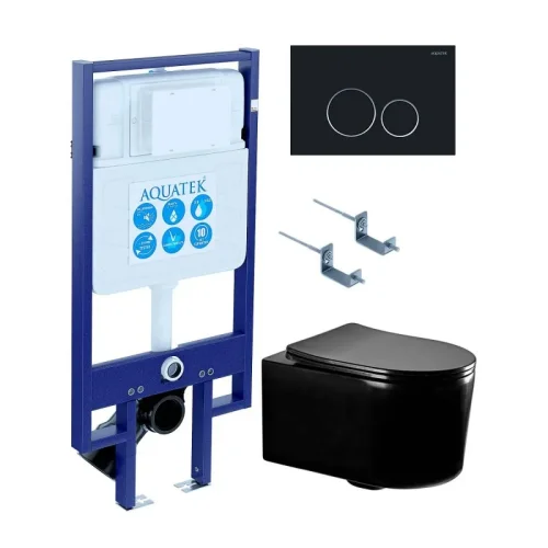 SET AQUATEK МИЯ-MB-020 4в1 (рама AQUATEK Standard INS-0000020,  крепеж KKI-0000002, клавиша KDI-0000020, унитаз AQ2004-MB