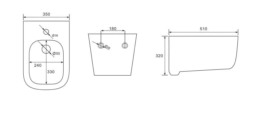 Биде подвесное AQUATEK ДИВА AQ1012-00, 510*350*320 мм, цвет белый