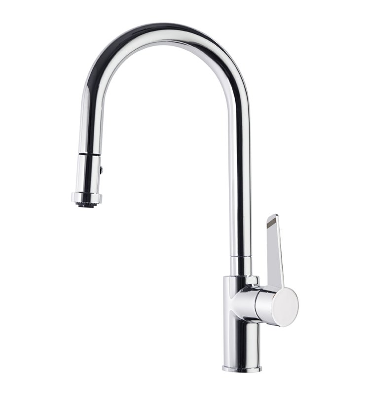 Смеситель высокий для кухни однорычажный с выдвижной лейкой и поворотным изливом KITCHEN 387901V2MC