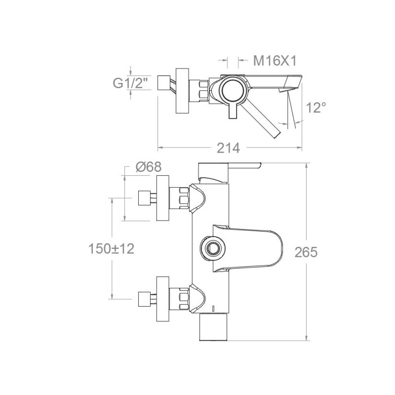 Смеситель для душа однорычажный наружнего монтажа DRAKO 334602S