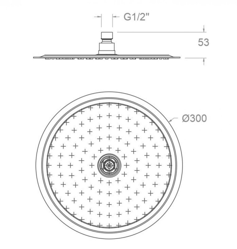 Лейка тропического душа круглая  нерж. сталь RM300GR графит