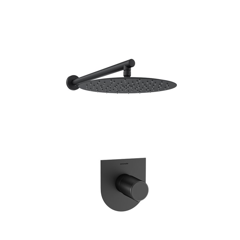 Встраиваемый смеситель для душа с тропическим душем TZAR K3418013NM черный