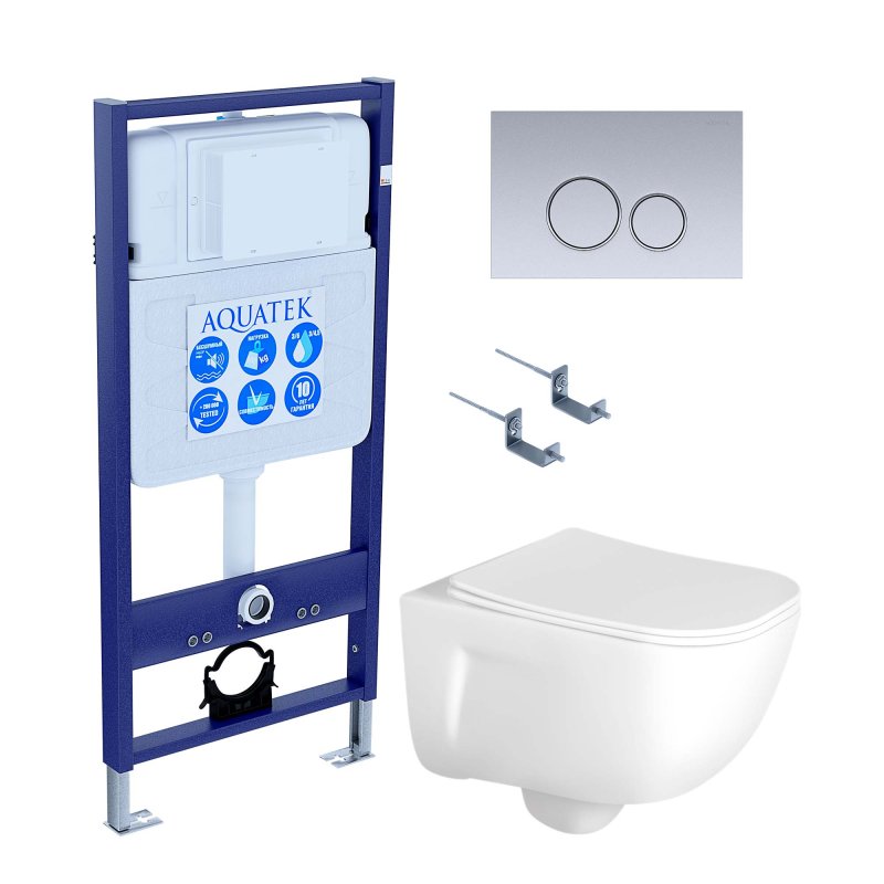 SET AQUATEK ДИВА-019 4в1 (рама AQUATEK Standard INS-0000012,  кркпеж KKI-0000002, клавиша KDI-0000019, унитаз ДИВА AQ2012-00