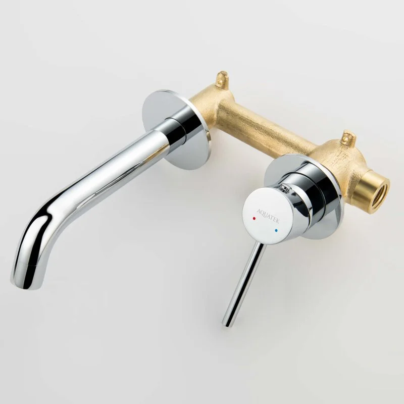 Смеситель для раковины настенный 2 отв. (внешняя и скрытая часть) AQUATEK AQ1313CR ЕВРОПА