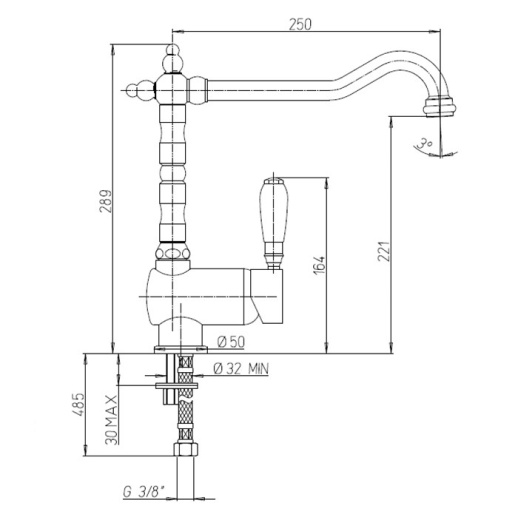 Смеситель для кухни PAINI Cox 78CR5881ANTKM, хром Смеситель для кухни PAINI Cox 78CR5881ANTKM, хром