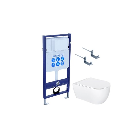 Set AQUATEK ЕВРОПА New-KKI2 (рама AQUATEK Standard INS-0000012, звукоизоляционная прокладка, крепеж KKI-0000002, унитаз ЕВРОПА AQ1106L-00, тонкое сиденье