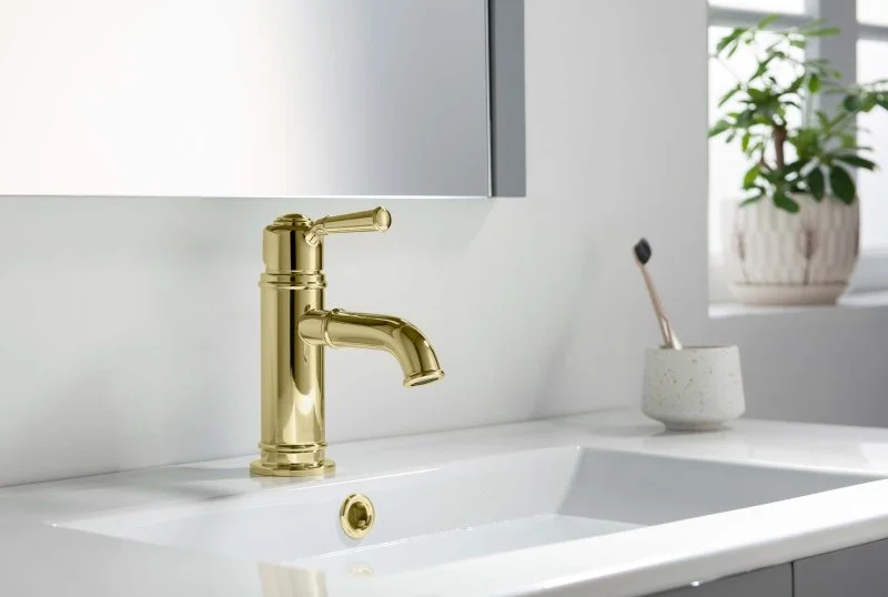 Смеситель для раковины 72, без донного клапана AQUATEK, полир. золото AQ1510PG КЛАССИК