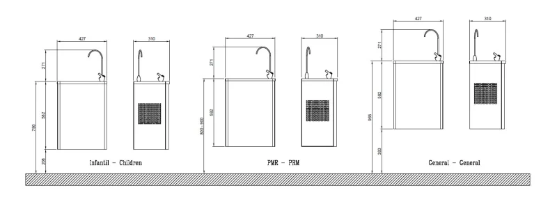 Фонтан питьевой Nofer настенный с двумя кранами глянцевый Nofer 10016.B