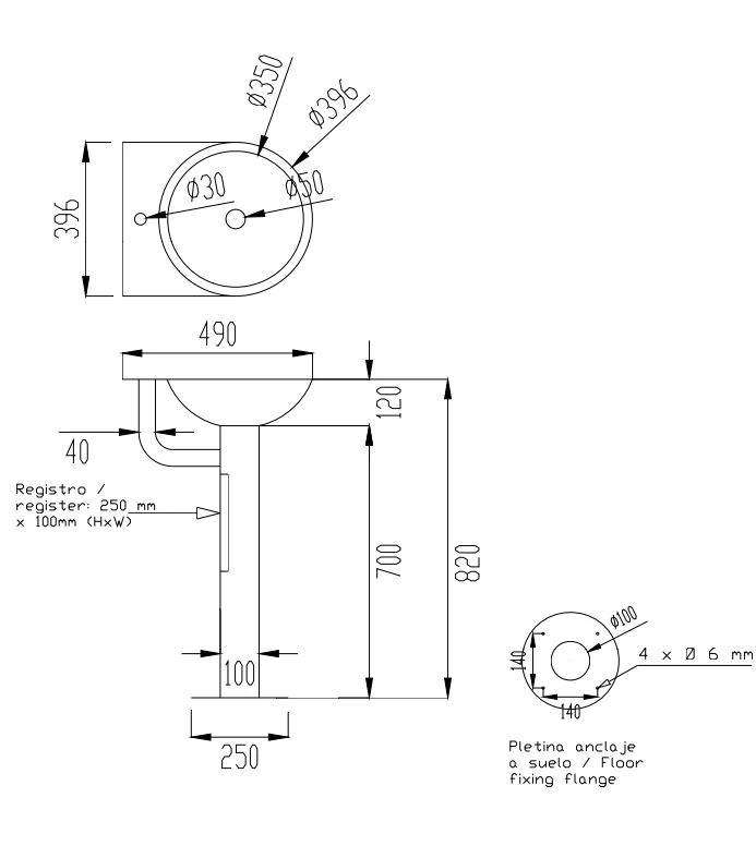 Умывальник с пьедесталом Nofer 13026.В