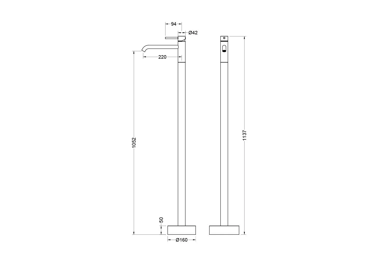AQ1309BGM ЕВРОПА смеситель для раковины напольный, оружейная сталь