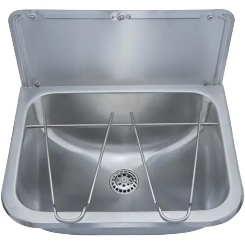 Раковина настенная матовая с фартуком и съемно-откидной решеткой Nofer 13048.S