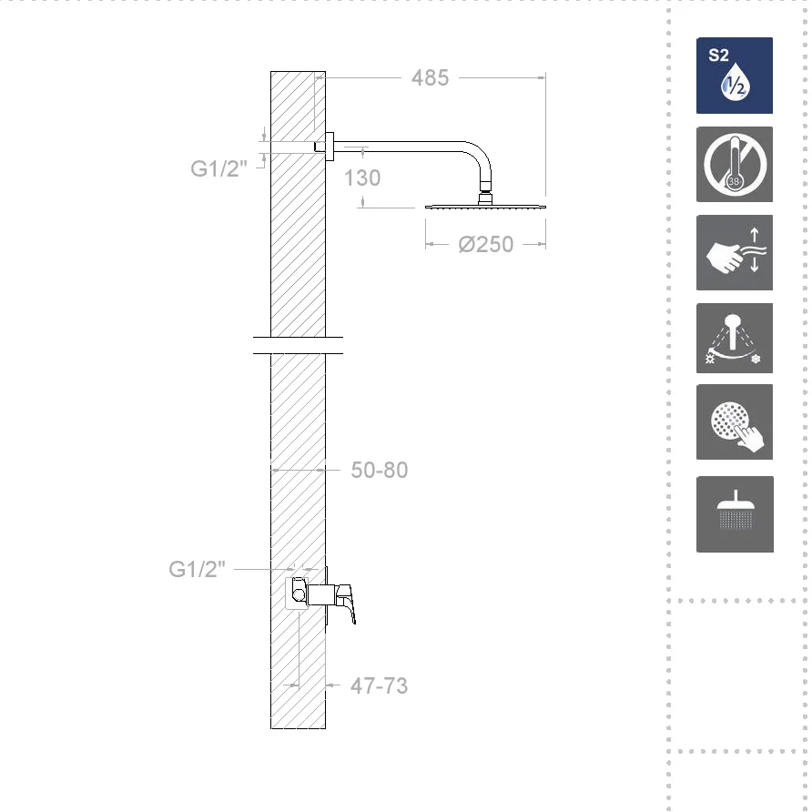 Встраиваемая душевая система с тропическим душем URBAN CHIC K2118012 Встраиваемая душевая система с тропическим душем URBAN CHIC K2118012