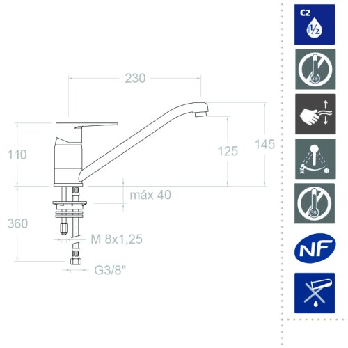 Смеситель для кухни однорычажный TITANIUM 1809