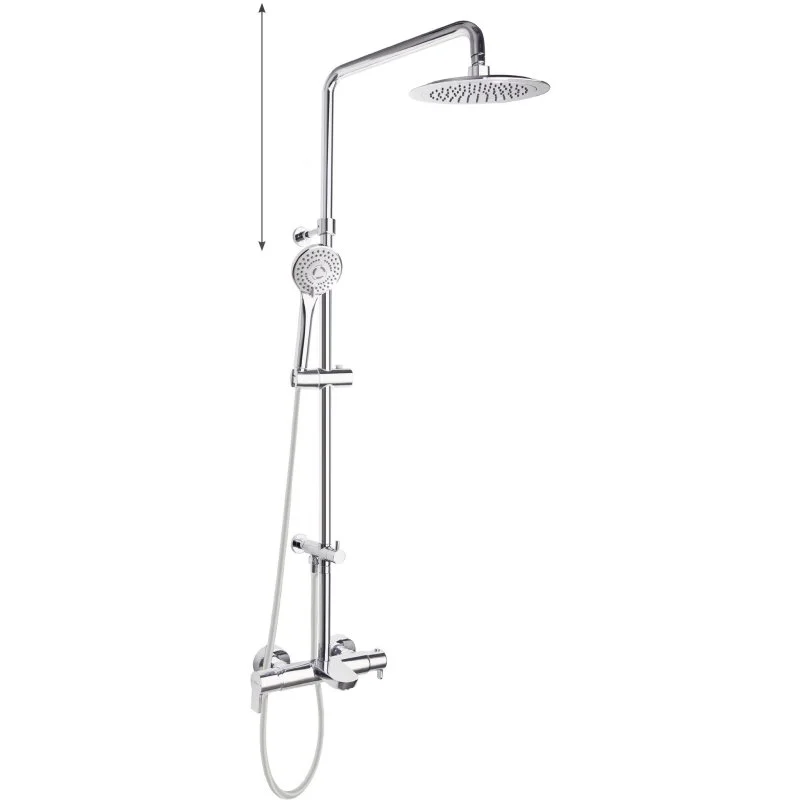 Душевая система наружнего монтажа с телескопическим тропическим душем и душевым комплектом, с изливом BLAUTHERM 935602RP300