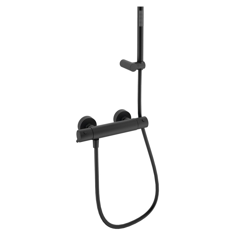 Термостатический смеситель для душа наружнего монтажа с душевым комплектом ODISEA 393401DNM Черный