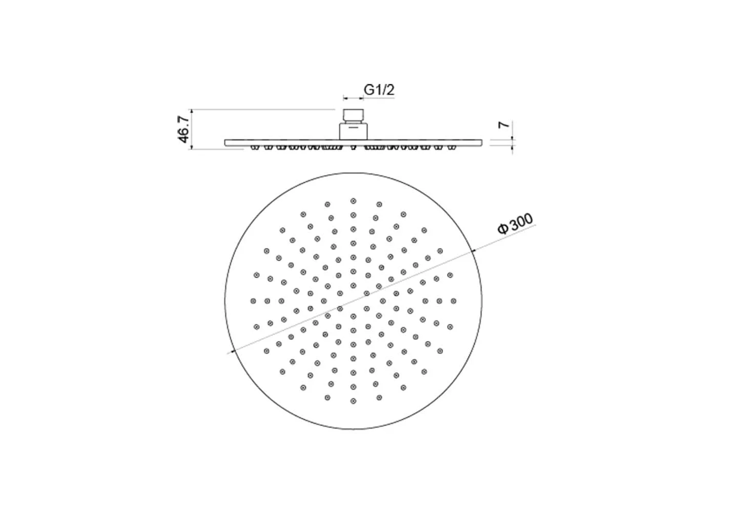 Круглый верхний душ  300*7 мм AQUATEK, матовый черный AQ2079MB