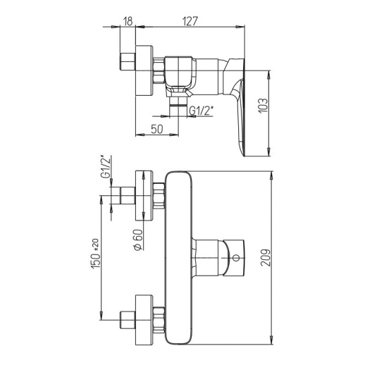 Смеситель для душа PAINI Nove 09CR511, хром (CR) Смеситель для душа PAINI Nove 09CR511, хром (CR)