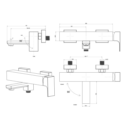 Смеситель для ванны PAINI Grazia 21CR111 без аксессуара, хром (CR) Смеситель для ванны PAINI Grazia 21CR111 без аксессуара, хром (CR)