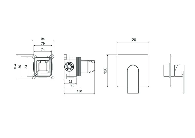 Смеситель для душа (внешняя и скрытая часть) AQUATEK, матовый черный AQ1466MB ЛИРА