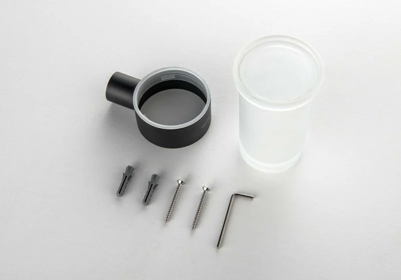 Стакан с держателем AQUATEK, матовый черный AQ4427MB ЛИРА