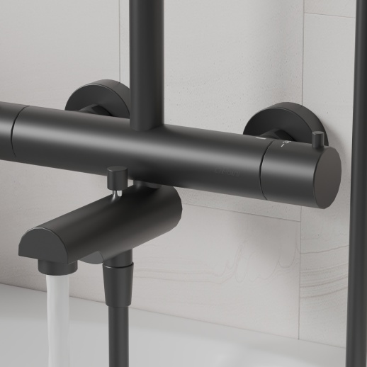 Душевая система PAINI COX 78YO687TH1KM с термостатом и изливом, черный (YO) Душевая система PAINI COX 78YO687TH1KM с термостатом и изливом, черный (YO)