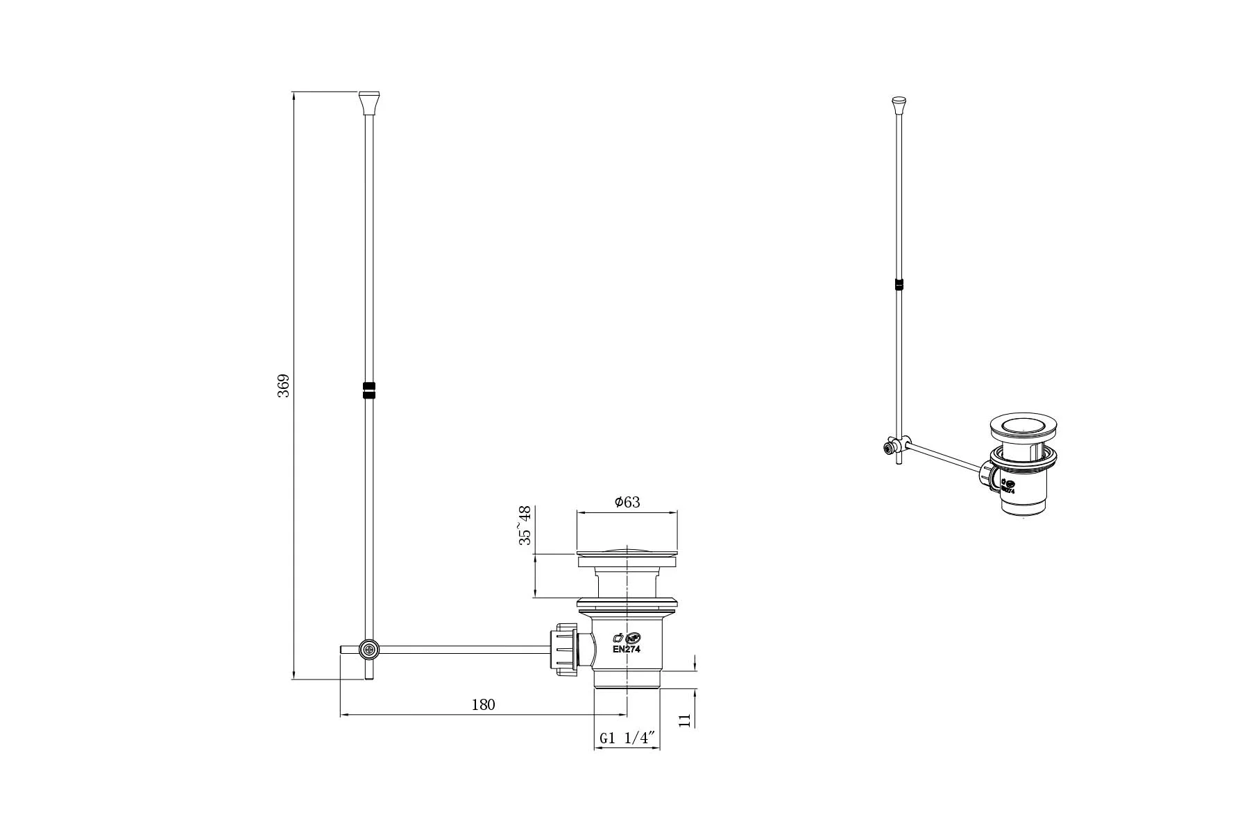 Смеситель для раковины 97 с донным клапаном AQUATEK, матовый черный AQ1011MB ВЕГА