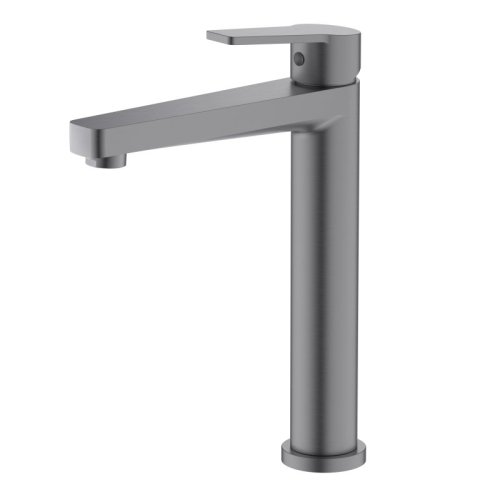 AQ1704BGM ЛУГАНО смеситель для раковины высокий 217, без донного клапана, оружейная сталь