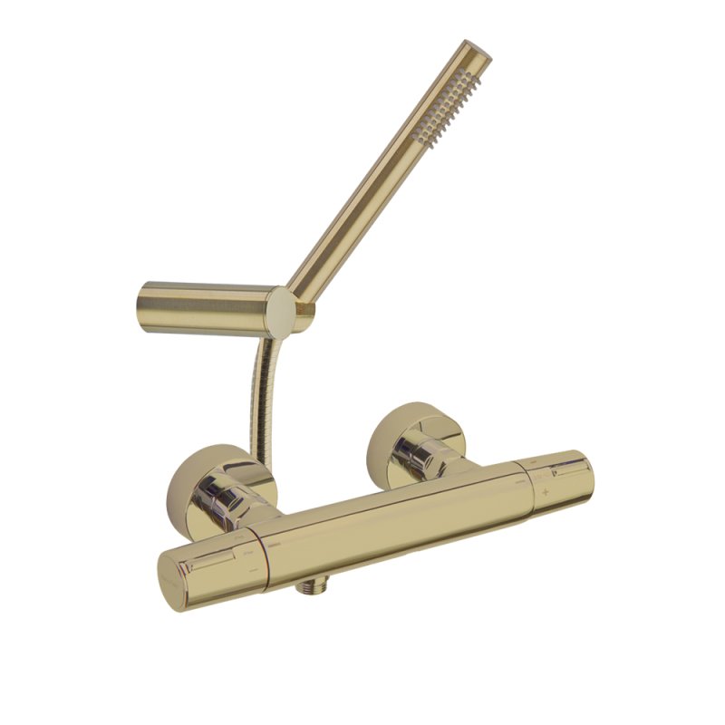 Смеситель термостатический для ванны с душевым комплектом TZAR 343402DOC золото