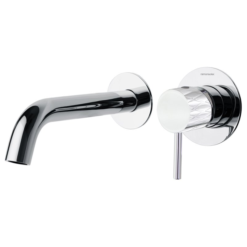 Встраиваемый однорычажный смеситель для раковины на раздельных пластинах с длинным изливом 240 мм ODISEA JOYA 592103