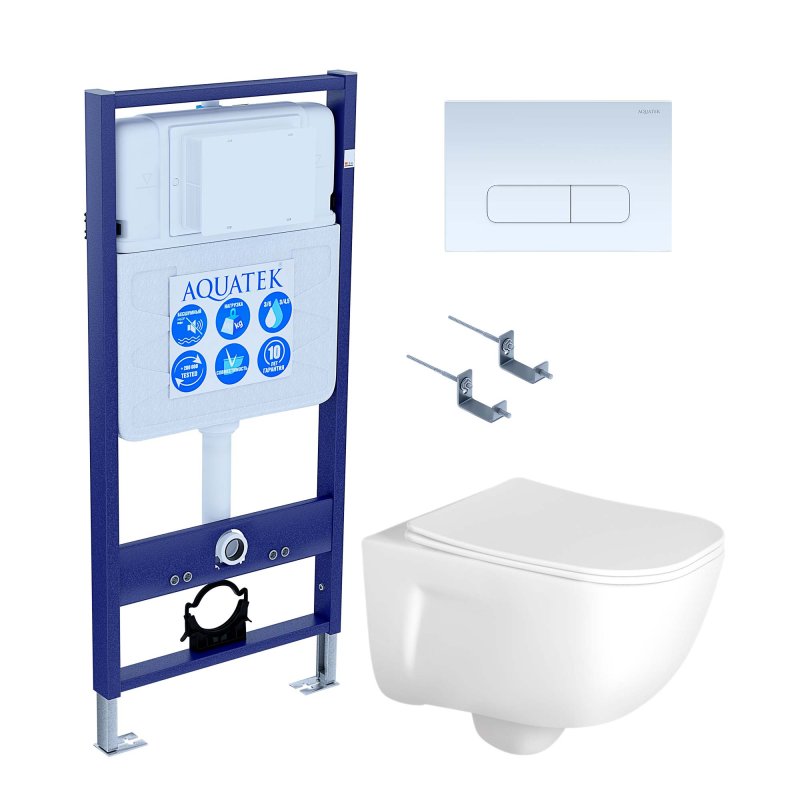 SET AQUATEK ДИВА-013 4в1 (рама AQUATEK Standard INS-0000012,  кркпеж KKI-0000002, клавиша KDI-0000013, унитаз ДИВА AQ2012-00