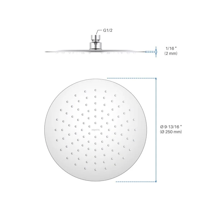 Круглый верхний душ  250*2 мм AQUATEK AQ2073CR