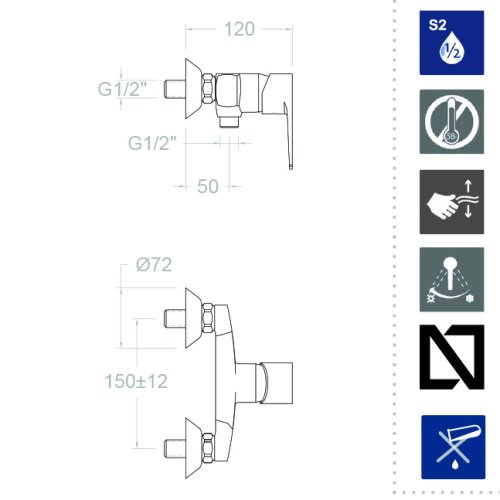 Смеситель для душа однорычажный наружнего монтажа TITANIUM 1808S