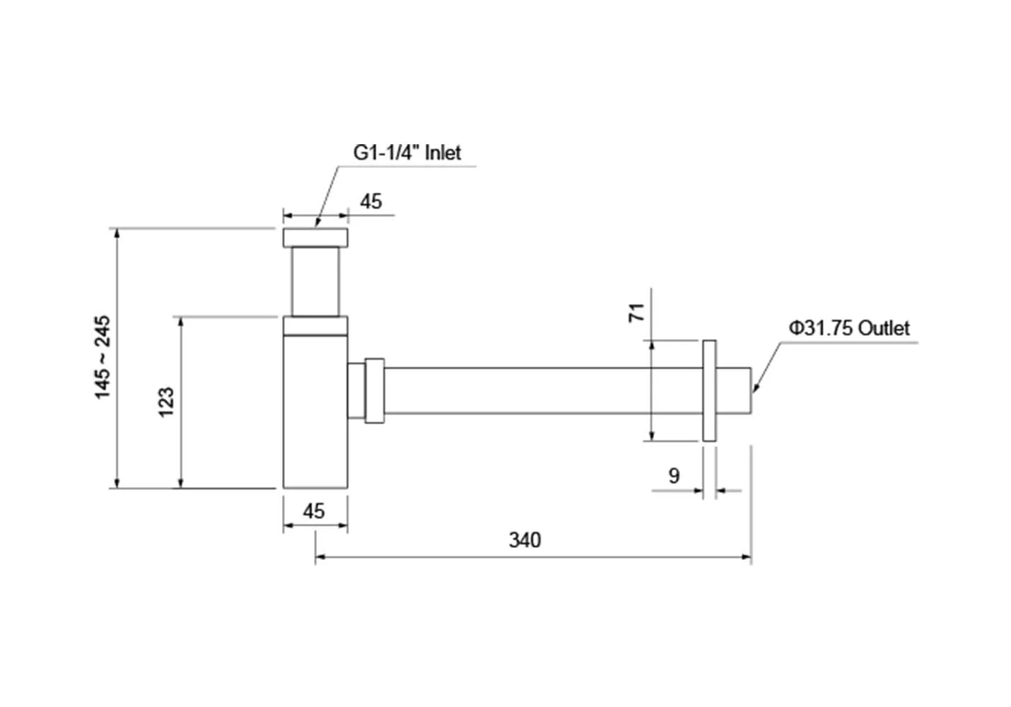 Сифон AQUATEK, матовый черный AQ6013MB