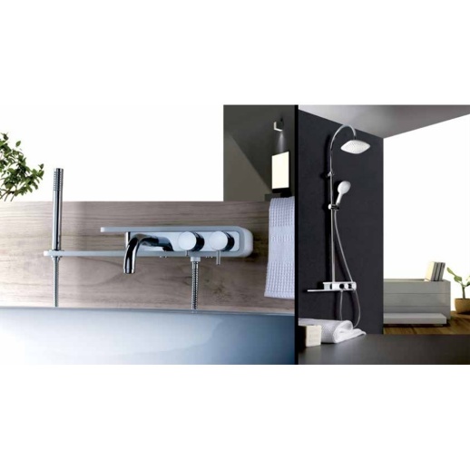 Смеситель для ванны PAINI Pad PDCR100B0 с аксессуаром, хром (CR) Смеситель для ванны PAINI Pad PDCR100B0 с аксессуаром, хром (CR)