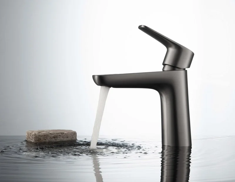 AQ1110BGM БЕТТА смеситель для раковины 98, без донного клапана, оружейная сталь