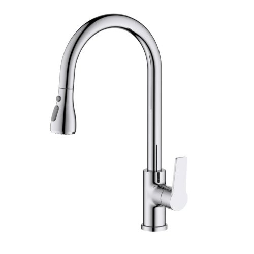 AQ1784CR ЛУГАНО смеситель для кухни с вытяжным изливом 2 jet