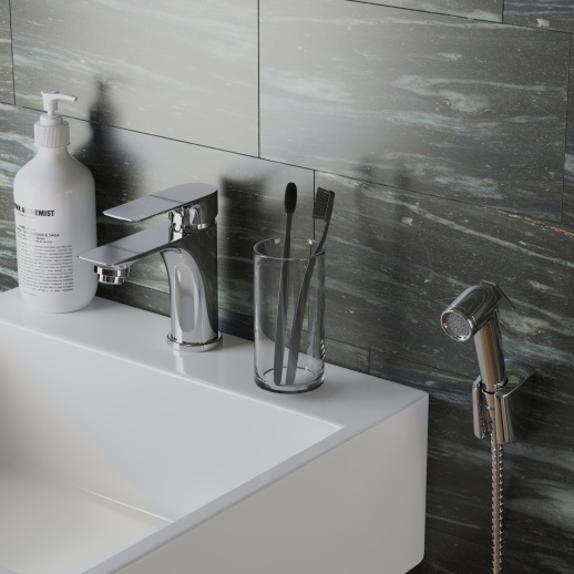 Смеситель для раковины PAINI Garda 76CR205/574 с гигиеническим душем, хром (CR) Смеситель для раковины PAINI Garda 76CR205/574 с гигиеническим душем, хром (CR)