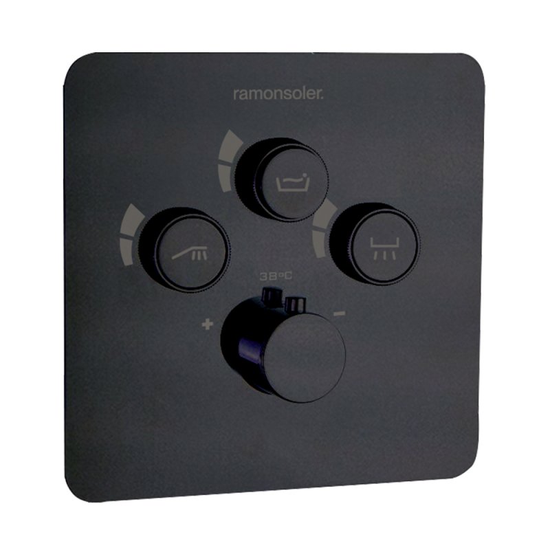 Встраиваемый термостатический смеситель для душа RS SMART 85T301SNM Черный на 3 выхода